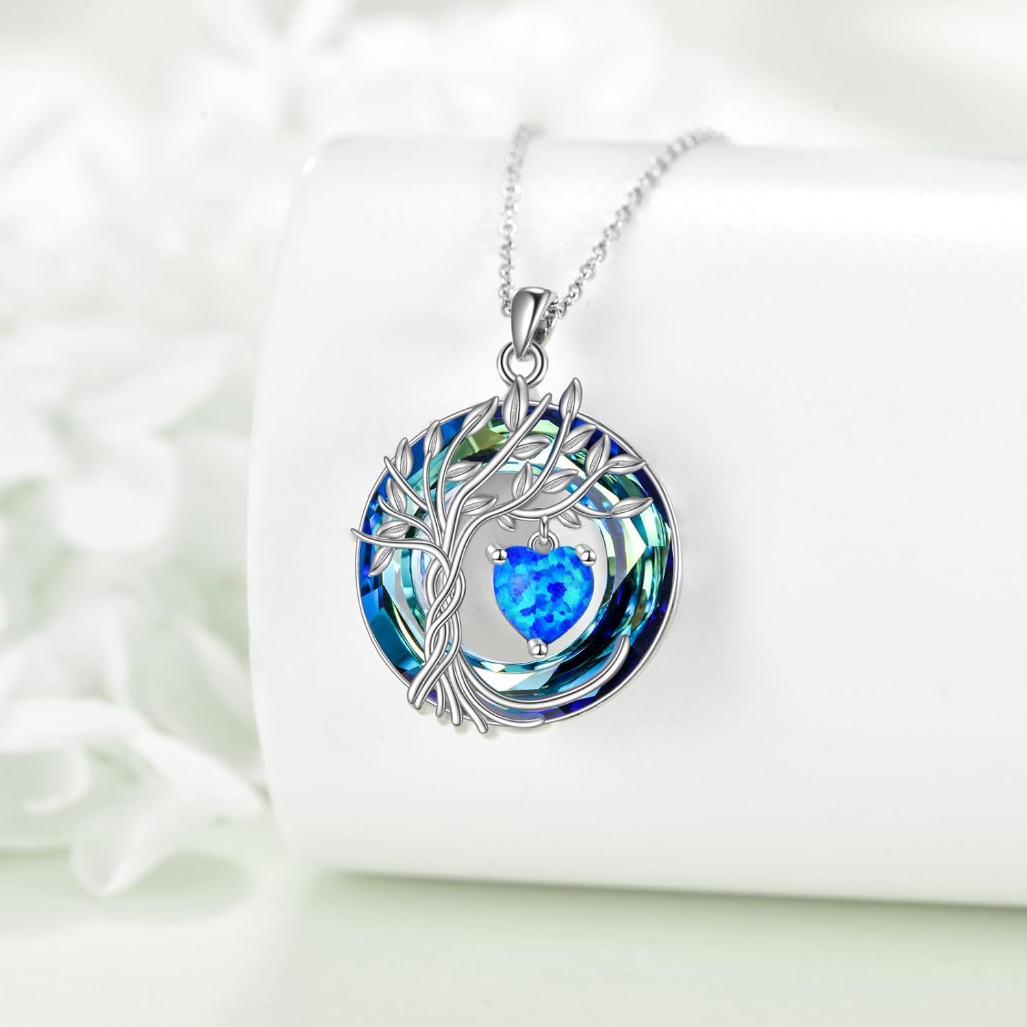 925 Sterling Silver Women's Birthstone Pendant Necklace